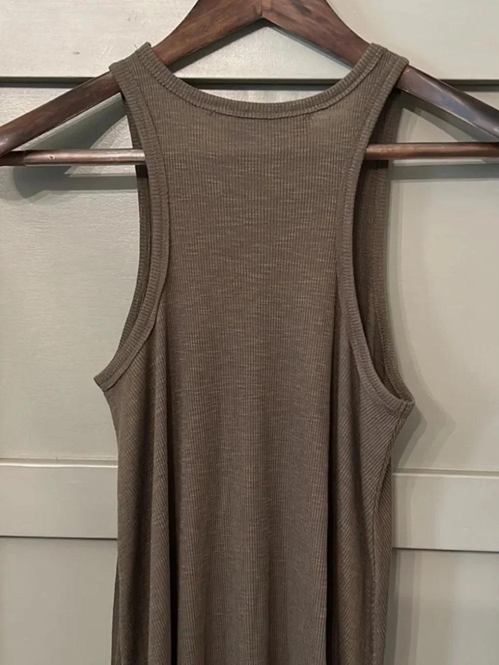 Free People Beach La Nite Tank Dress Ribbed Knit Mini in Army Dark Green Size XS